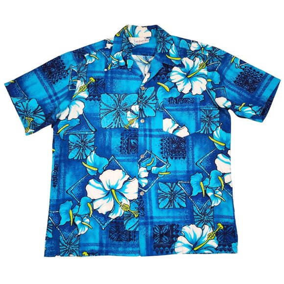 The Simple Shop Other - Vintage Blue Hawaiian Floral Shirt Size XL By The Simple Shop Waikiki Hawaii Cot